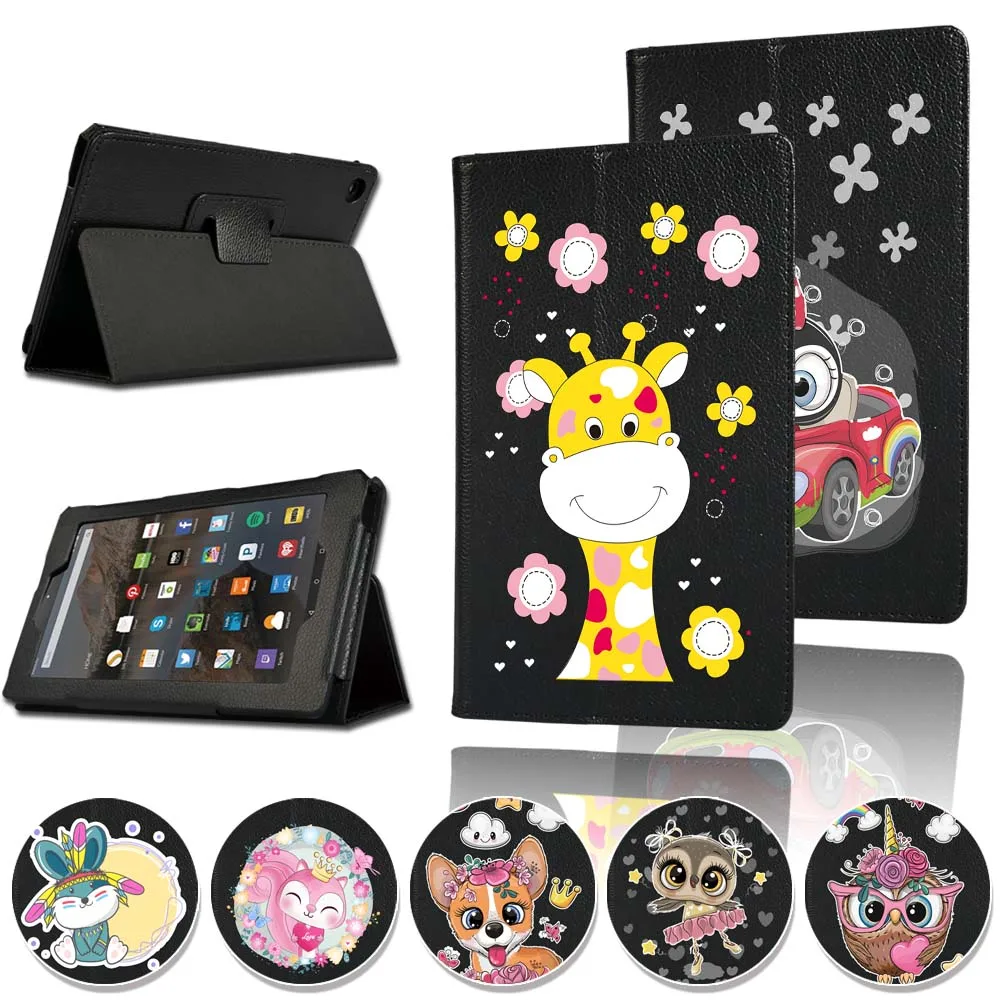 

Tablet Case for Amazon Fire 7 (5/7/9th) HD8 (6/7/8th) HD10(5/7/9th ) Slim Folding Stand Drop Resistance Cover Case+Stylus
