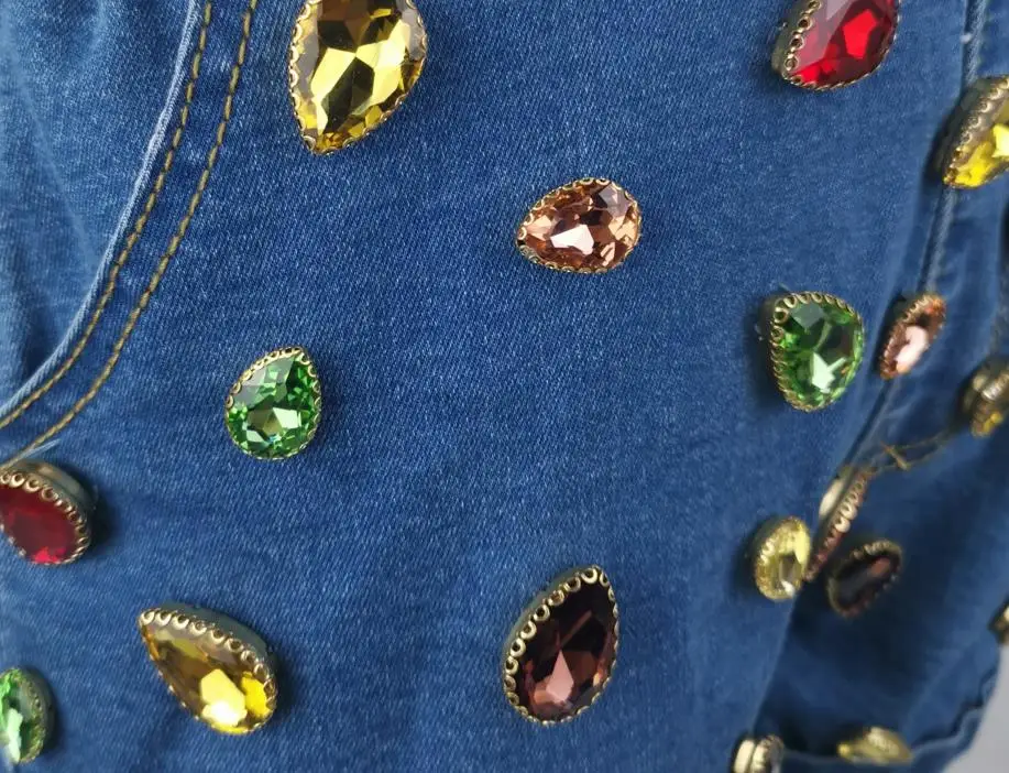 2019 летняя одежда тяжелые кисточки ногтей алмазные бусины Высокая Универсальная талия джинсовые шорты для женщин