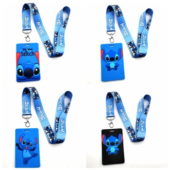 

5 pcs cartoon stitch Neck Strap Card Bus ID Holders Identity Badge Lanyard