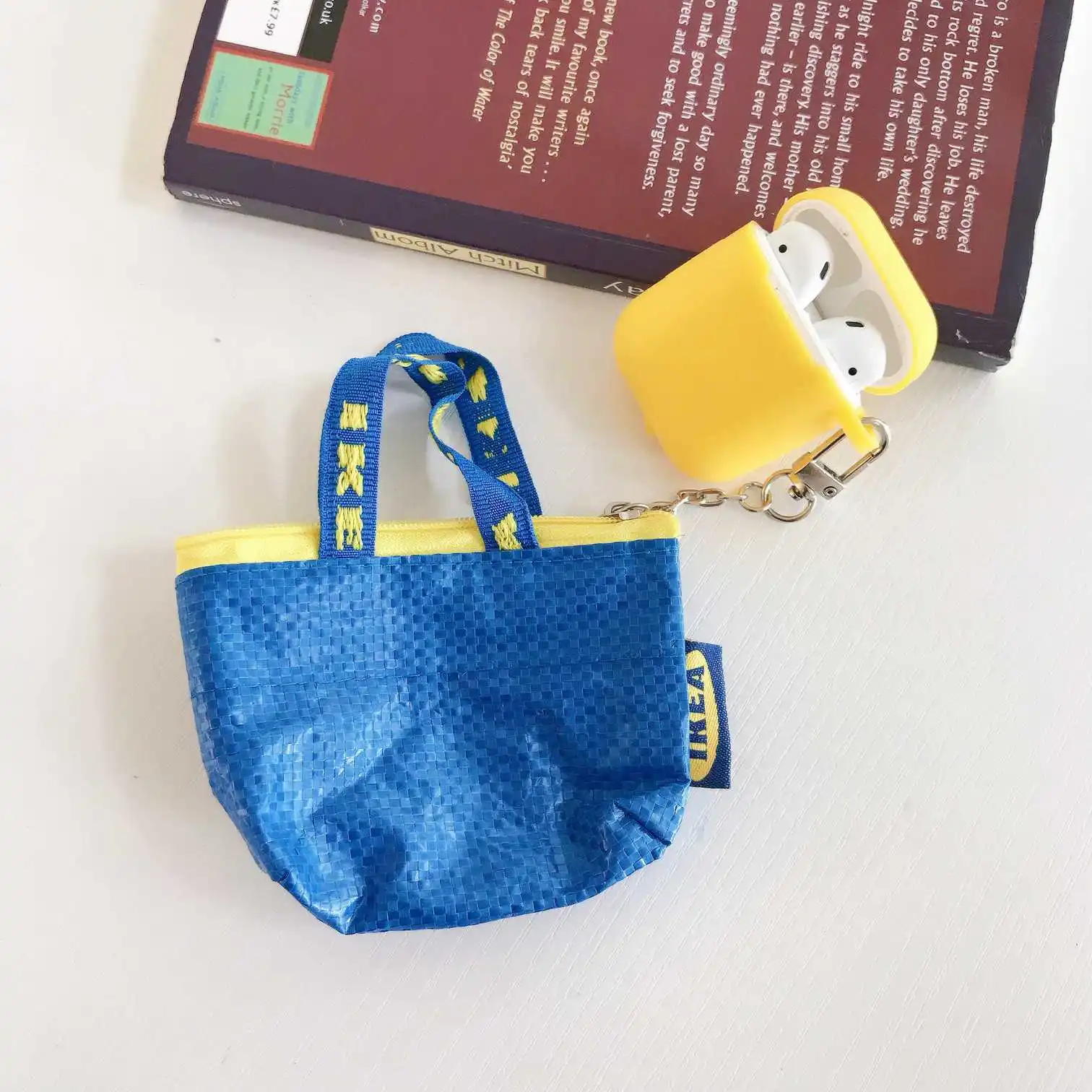 case with bag B1 Чехол для Airpods, роскошный, для хранения, беспроводной, для наушников, силиконовый чехол, милый, мини, для iPhone, USB кабель, аксессуары, сумка для хранения - Цвет: case with bag B1