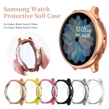 Capa protetora de tela cheia de silicone macio não-temperado para samsung galaxy watch active 2 40mm 44mm para acessórios de substituição