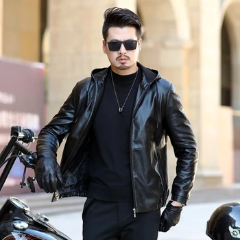 

New Autumn Winter Motorcycle Leather Jacket Men Windbreaker Hooded PU Jackets Male Outwear Warm PU Baseball Jackets