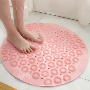 

Environmental protection PVC round bathroom anti-slip mat,home shower room suction cup floor mat, bathroom massage foot pad 55cm