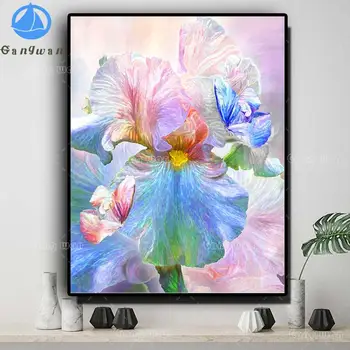 

Full Square/Round Drill 5D DIY Diamond Painting Cross stitch Coloured iris flower pattern 3D Embroidery Mosaic Home Decor Gifts