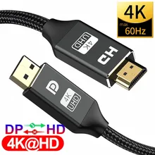 

Display Port to HDMI Cable 4K@60Hz DisplayPort HDMI 2.0 DP 1.2 for PC Lenovo Laptop HDTV Projector Video Audio Cable DP to HDMI