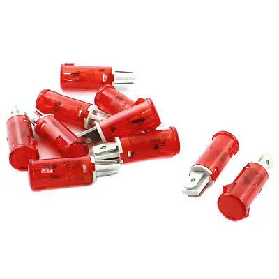 

10pcs DC 12V Red LED Indicator Light Round Flat Top Pilot Signal Lamp