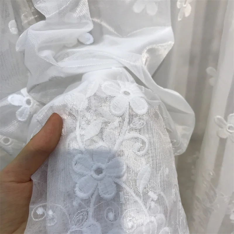 Роскошные с цветочной вышивкой кружевной белые шторы для гостиной спальни высокого качества Кружева тюль занавес s готовая штора T259#4 - Цвет: White Tulle