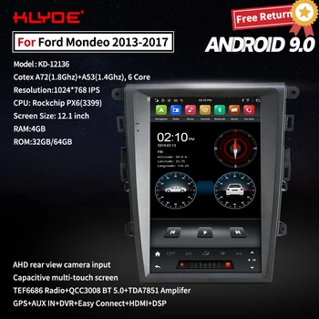 

Klyde Tesla Style Vertical Screen Andriod 9.0 For Mondeo 2013-2017 Car Navigation GPS Multimedia Player With CarPlay DSP DAB BT