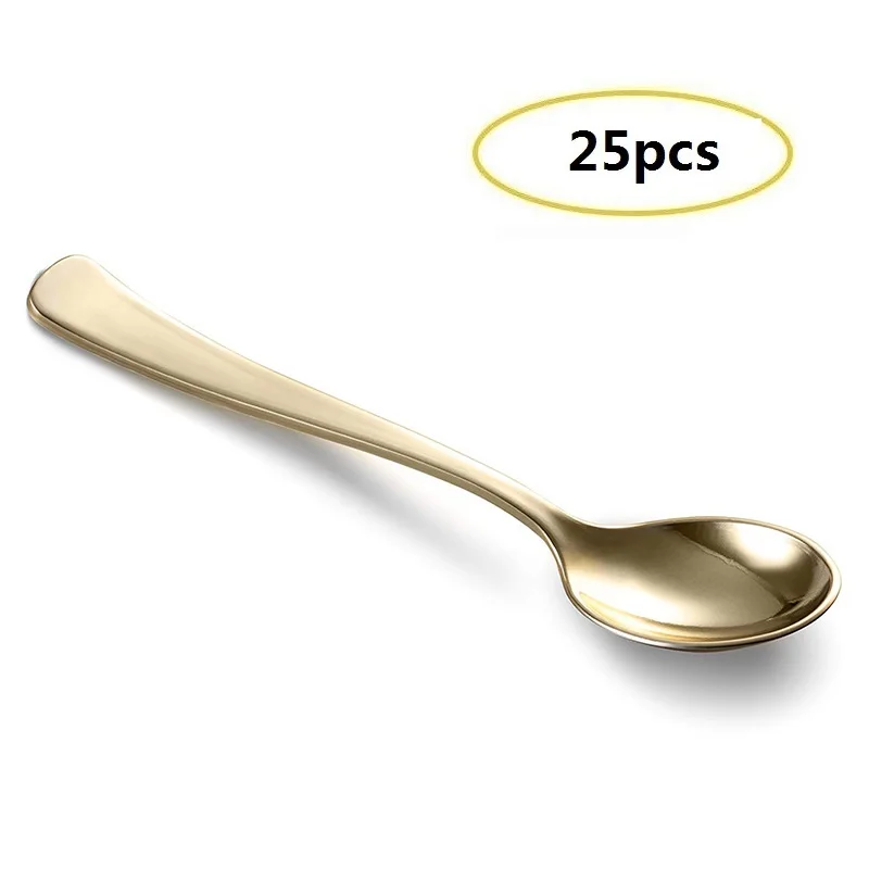 25pcs Spoons 25 шт., 7,5 дюймов, золотистая обеденная тарелка, одноразовые золотые столовые приборы, набор для свадебной вечеринки, пластиковые ножи, вилки, ложки, столовая посуда для ресторана - Цвет: 25pcs Spoons