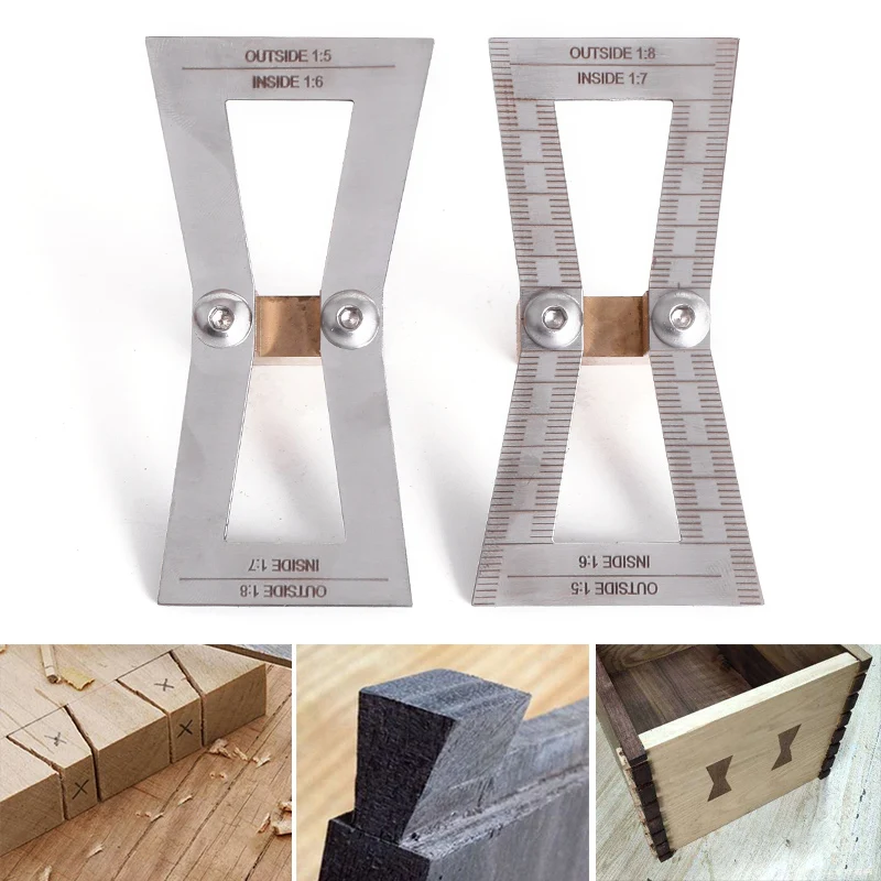 

Dovetail Scribe Line Planner Woodworking Crossed Template Drawing with Scale for Carpenter ALI88
