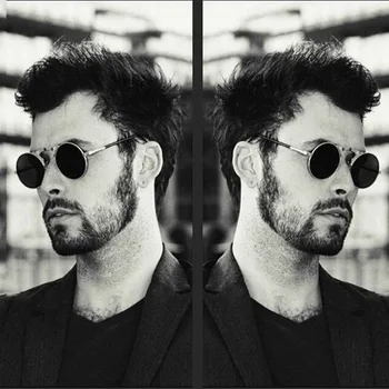 

2020 Gothic Steampunk Clamshell Sunglasses for Men Brand Designer Sun Glasses Retro Coating Mirrored Round Glasses