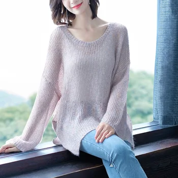

Colors Spring Autumn Winter European Style Gray Women Fashion Pullovers Knitted Cashmere Wool Sweater