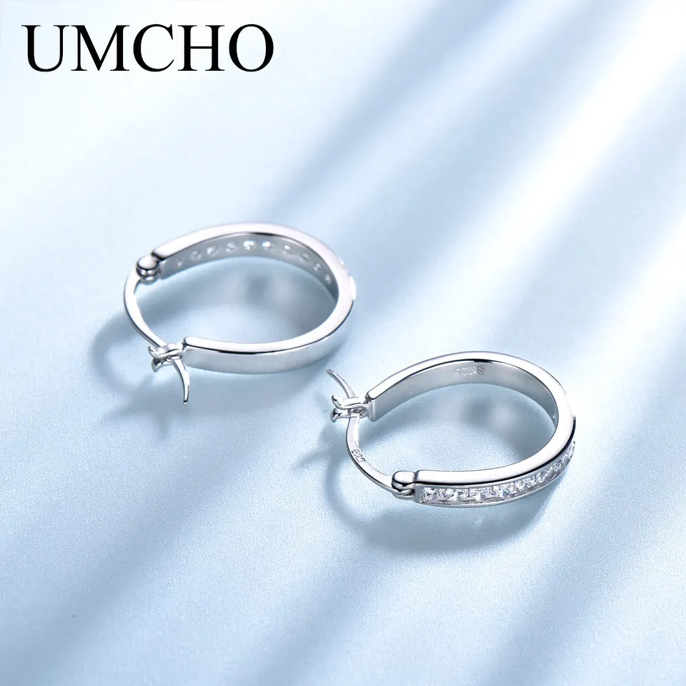 Najtaniej UMCHO klipsy ze srebra próby 925 dla kobiet kamień szlachetny ślub elegancka biżuteria zaręczynowa Valentine prezent