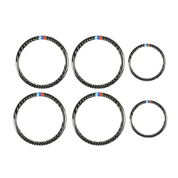 

6x Carbon Fiber Side Door Audio Speaker Ring Trim For BMW X5 E70 X6 E71 2008-13