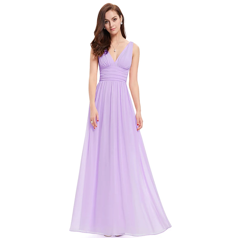 light purple Skyyue/сексуальное платье подружки невесты с v-образным вырезом; плиссированное платье на бретелях для женщин; вечерние платья для девочек без рукавов; большие размеры; Robe HOND Honneur C498 - Цвет: light purple