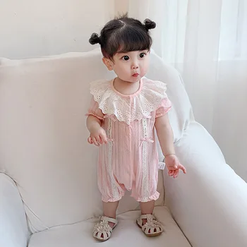 

Newborn Baby Girls Clothes Infant Romper Lace Cute Baby Girls Rompers Jumpsuit Pajamas Baby Clothing 0-18M 2 Color