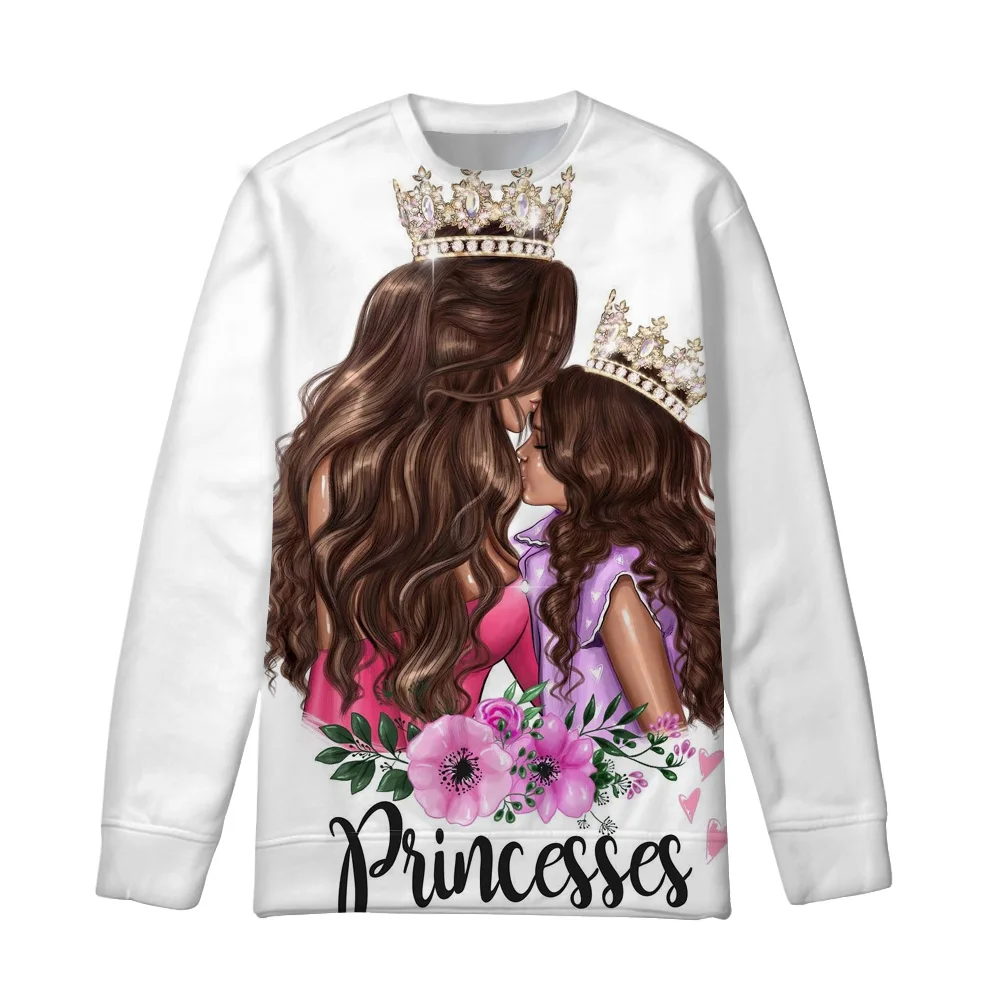 Женские худи с круглым вырезом, пуловер с принтом «Super Mama queen Princess», толстовки для девочек, уличная одежда больших размеров - Цвет: YQ3991Z73