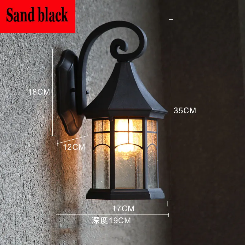 Sand black Открытый популярный Ретро настенный светильник вилла коридор жилой крыльцо декоративный бюстгальтер Водонепроницаемый деревенский внешний внутренний двор Освещение - Испускаемый цвет: Sand black
