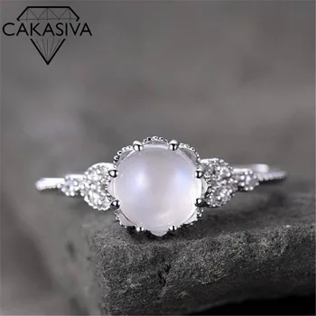 

Women's 925 Sterling Silver Moonstone Ring White Opal Ring Engagement Band Silver Jewelry Ring Wholesale