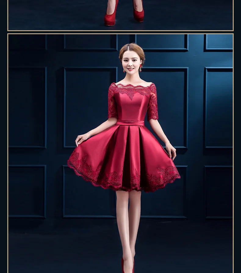 Сладкие воспоминания невесты сестры особых случаев платье, с вырезом лодочкой рубашка с коротким рукавом длиной до колена атласное платье Sw114