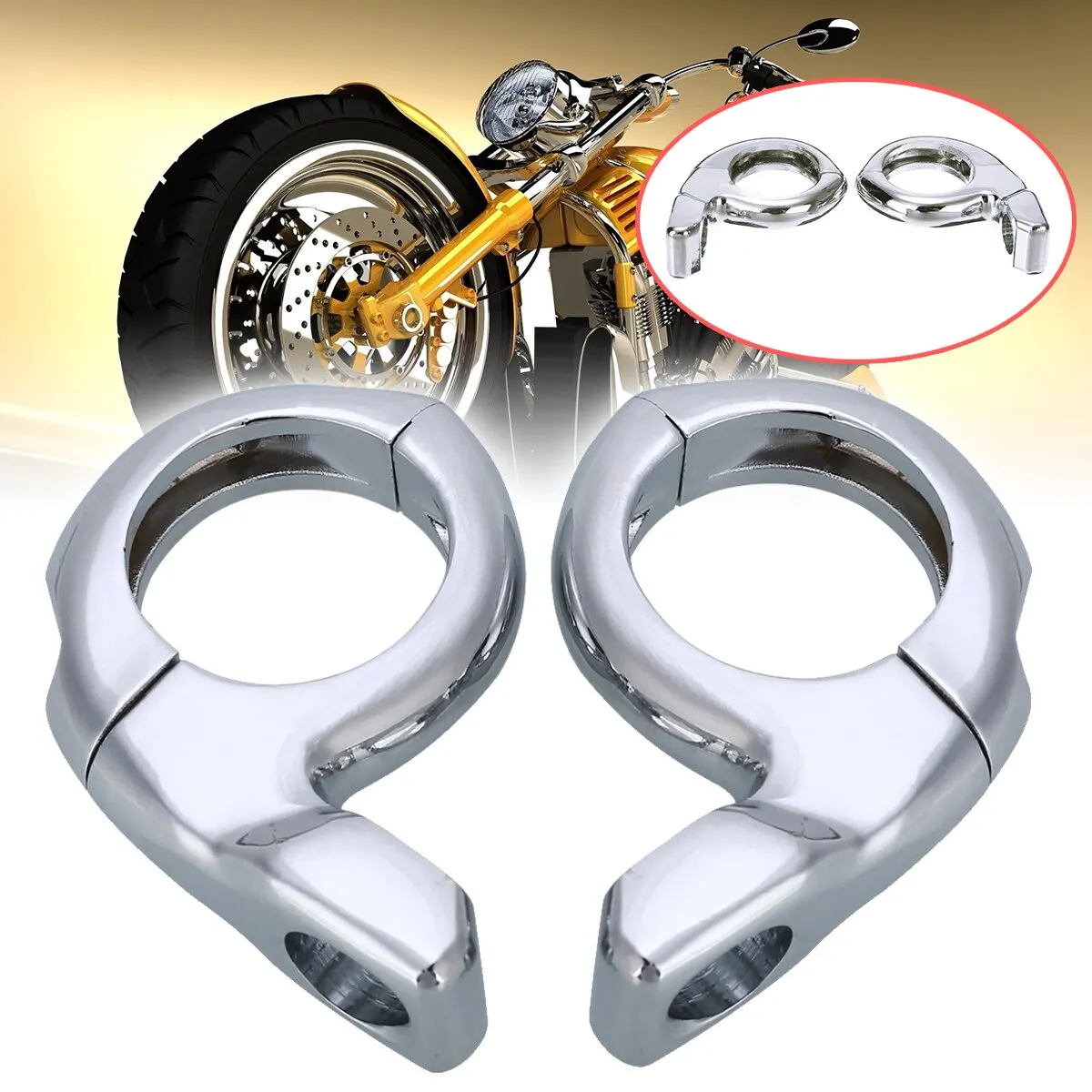 Mayitr 1Pair 1" Handlebar Motorcycle Turn Signal Light/Mirror Adapter Clamp Chrome Mount High Quality Silver 5.4cm*4.5cm