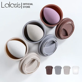 

Lalasis Makeup Sponge Holder Large Mold-Proof Portable Clean Mini Coffee Cup Storage Box For Make Up Cosmetics Sponge