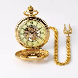 Классические Механические карманные часы с золотым цветком, Механические карманные часы с цепочкой, подарок на Рождество, день рождения