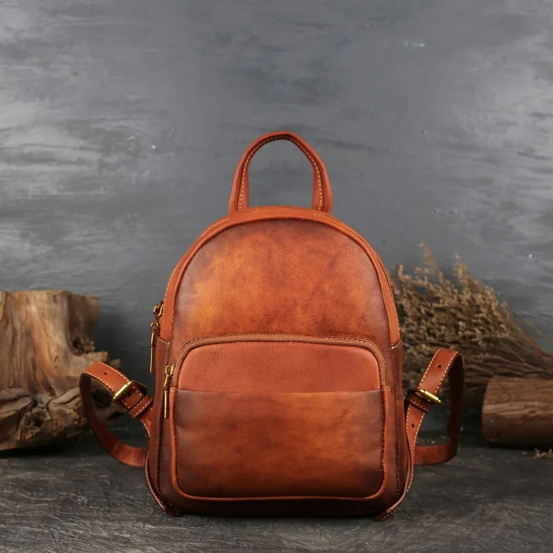 

AECLVR 2020 New Designer Luxury Genuine Leather Backpack Top Layer Leather Backpack Women Fashion Retro Travel Student Backpack
