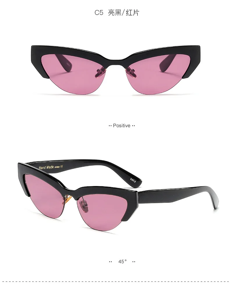 Europe and the United States colorful half frame picture frame cat eye sunglasses hot models wild women sunglasses glasses