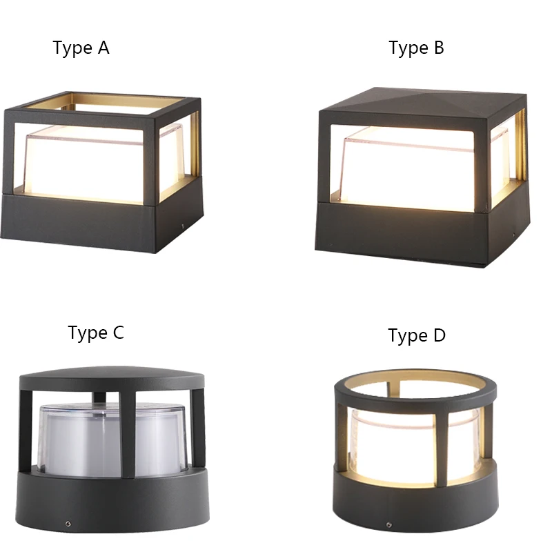 LED12W Outdoor Garden Column Light Waterproof Landscape Courtyard Deck Post Pillar Light Villa Pathway Fence Porch