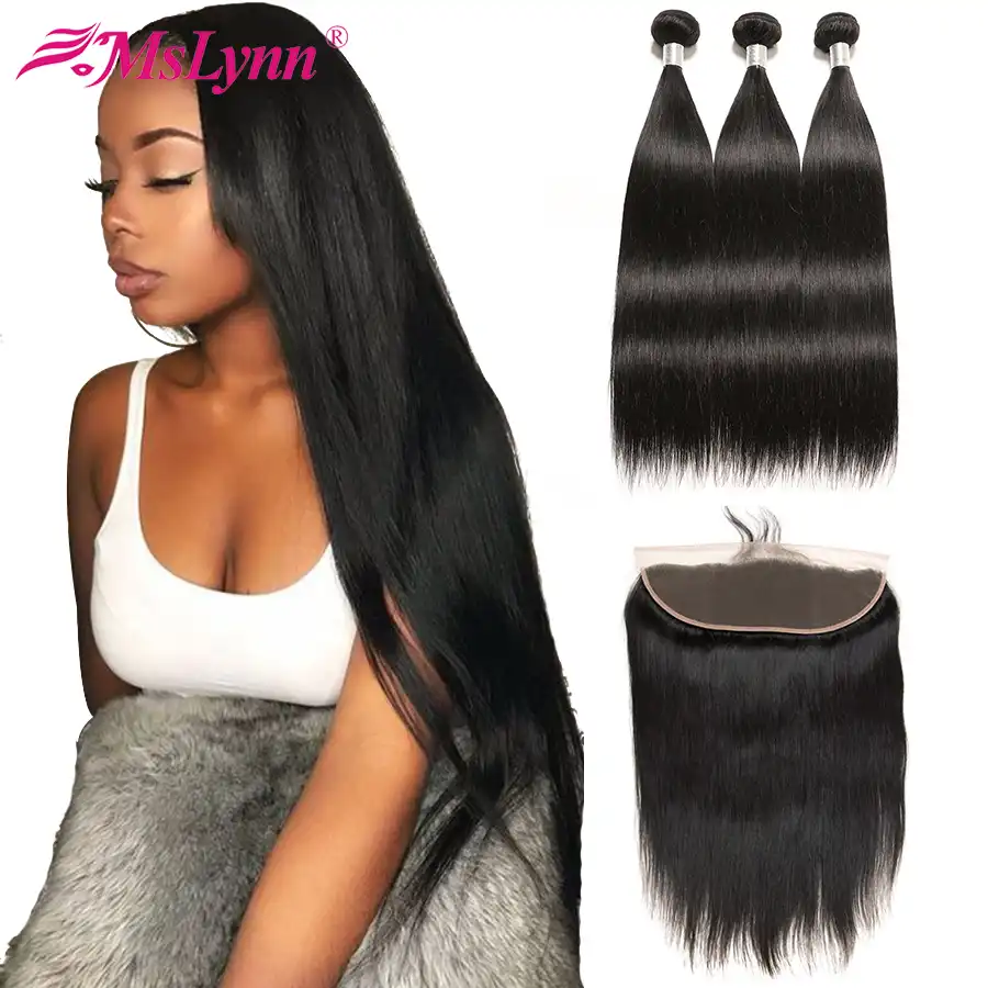Straight Hair Bundles With Frontal Human Hair Bundles Frontal With