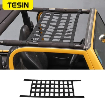 

TESIN Car Exterior Auto Roof Storage Net Sunshafe for Jeep Wrangler YJ TJ JK JKU JL JLU 1987-2019 Multifunction Mesh Cargo Net