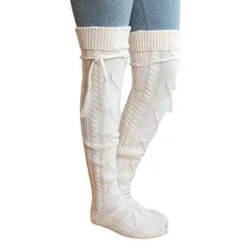 

Winter Knitting Women Socks Fashion Stockings Casual Thigh High Over Knee Knitted High Socks Girls Womens Female Long Knee Sock