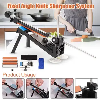 

Professional Sharpener Kit Stainless Steel Fixed Angle Knife Sharpen Stone System with 4 Whetstone Kitchen Sharpening Tool Kits