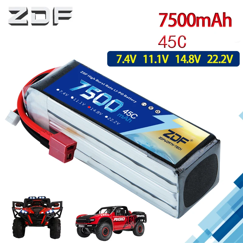 

ZDF Bateria AKKU 4S 14.8V 7500mah 45C LiPo Battery Tplug/XT60/EC5/TRX for RC Helicopter Airplane Car Boat