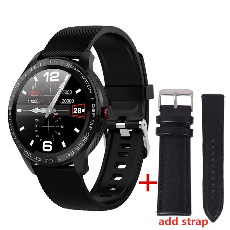 L9 ЭКГ Смарт часы для мужчин Полный Круглый мультисенсорный Smartwatch IP68 спортивные часы для мужчин Bluetooth напоминание/Музыка - Цвет: add strap