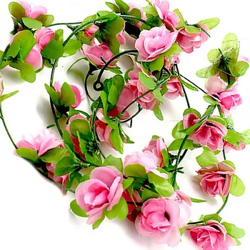 2Pcs Artficial Small Rose Rattan Imitation Flower Hanging Vine Fake Plant Decoration for Home Wedding Party