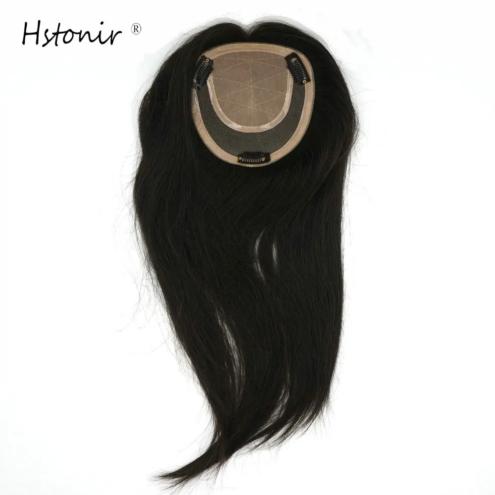 

Hstonir Silk Base Top Women Crown Hair Replacement System Topper Top Piece Wig Indian Remy Hair TP20