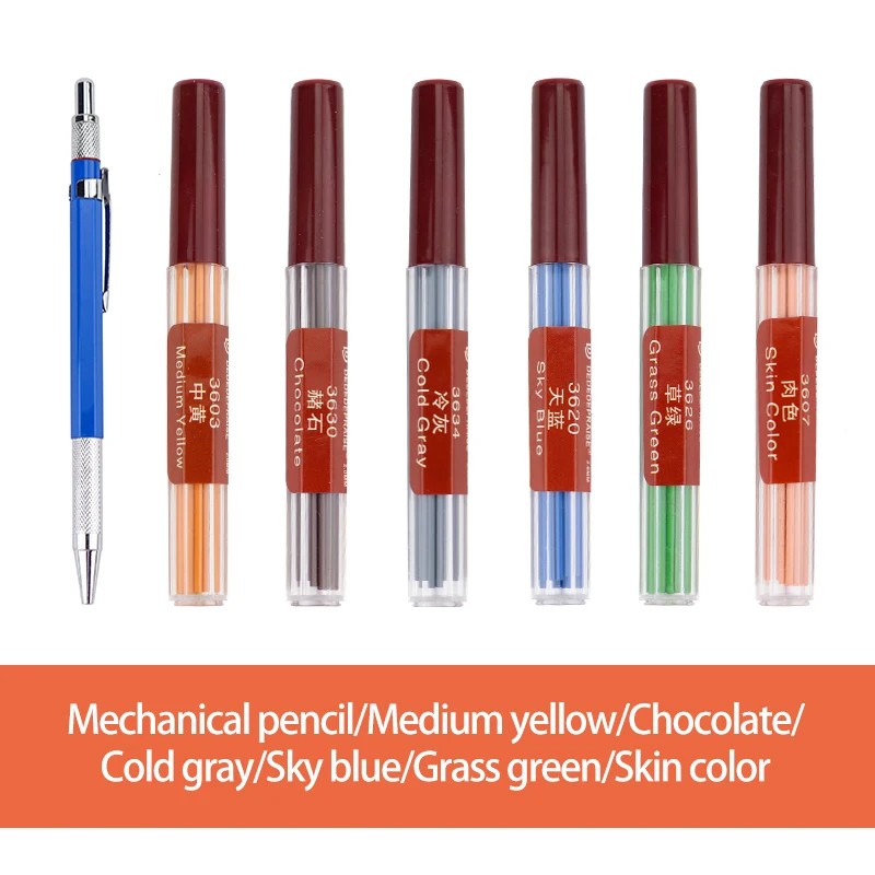 Сменные механические/Автоматические цветные карандаши для карандашей/заправки/сердечник 2,0 мм карандаш для рисования 36 цветов - Цвет: 5-6colors-1pen