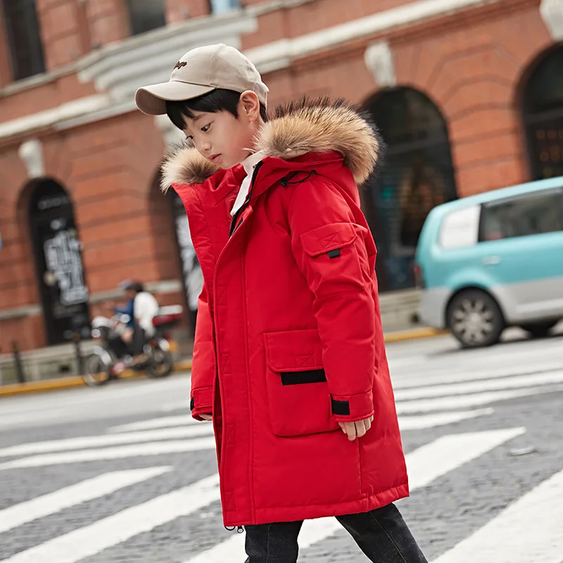 Г. Зимняя одежда для больших детей; Детский пуховик; зимнее пальто средней длины для мальчиков - Color: 4