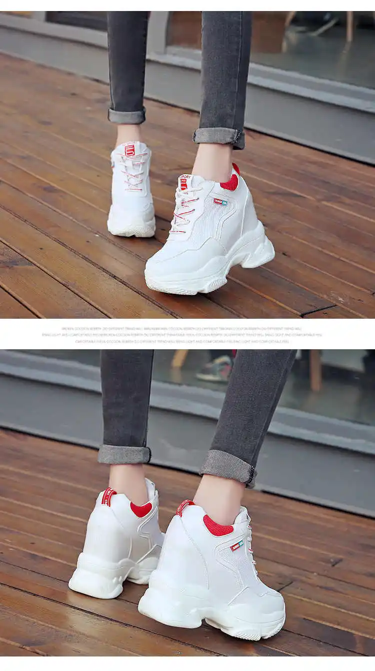 Г., белая модная обувь женские высокие кроссовки женские ботильоны на платформе женская обувь, увеличивающая рост