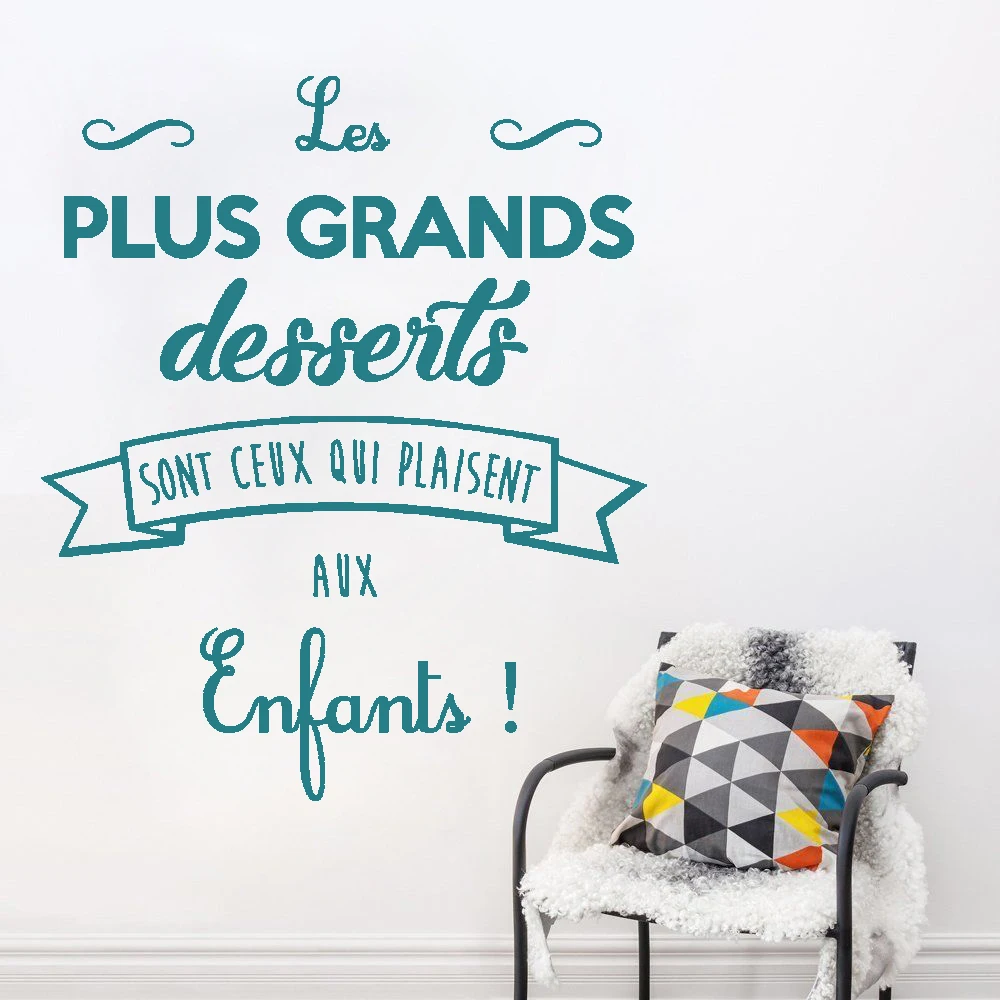 

Wall Stickers Les Plus Grands Desserts French Quotes Mural Vinyl Kitchen Restaurant Livingroom Decals Decoration Poster RU2456