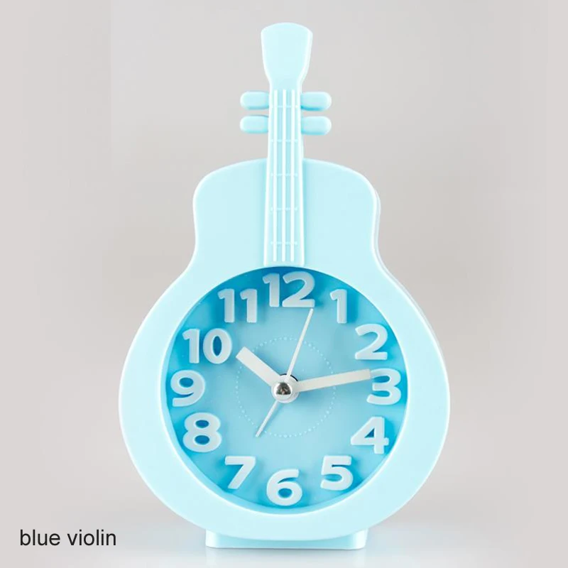 blue violin Творческий электронный палец велосипед скрипка форма бесшумный будильник Настольный Декор термонастройка цифровой номер часы детские подарки - Цвет: blue violin