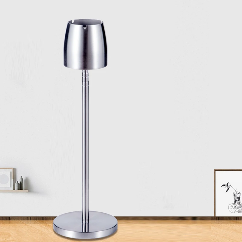 HLZS-Stainless Steel Telescopic Ashtray Floor Standing Ash Tray Ashtray Portable Metal Large Windproof Smoking Accessori Portable Ashtray Stainless Steel Ashtray Metal Ashtray