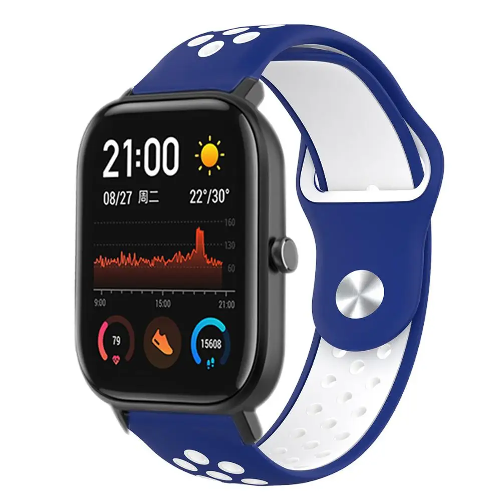 Blue white Силиконовый ремешок браслет для Amazfit GTR 42 мм Смарт-часы ремешок 20 мм для Xiaomi Huami AMAZFIT GTS Correa браслет аксессуары - Цвет: Blue white