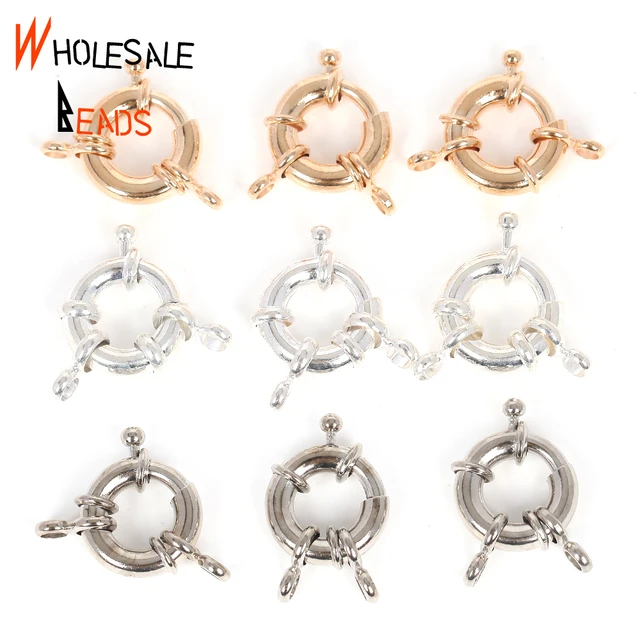 11/13/15mm Gold/Silver Color Round Clavicle Necklace Clasp Copper