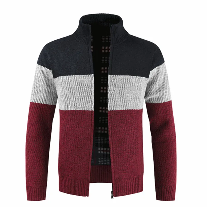 Autumn Winter Mens Cotton Cardigan Mandarin Collar Patchwork Zipper Warm Thick Clothes Knitted Casual Male Coats Dropshopping Autumn Winter Mens Cotton Cardigan Mandarin Collar Patchwork Zipper Warm Thick Clothes Knitted Casual Male Coats Dropshopping