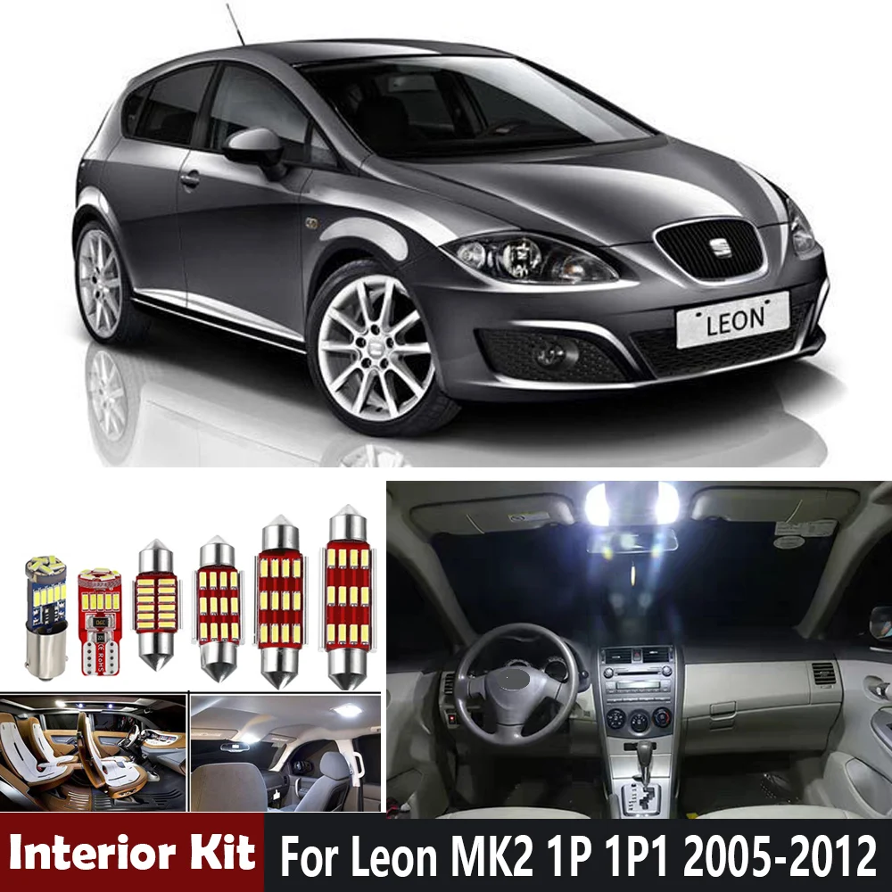 

12pcs Error Free LED Interior Reading Dome Map Lights Bulb Kit for Seat for Leon MK2 1P 1P1 2005-2012 Accessories