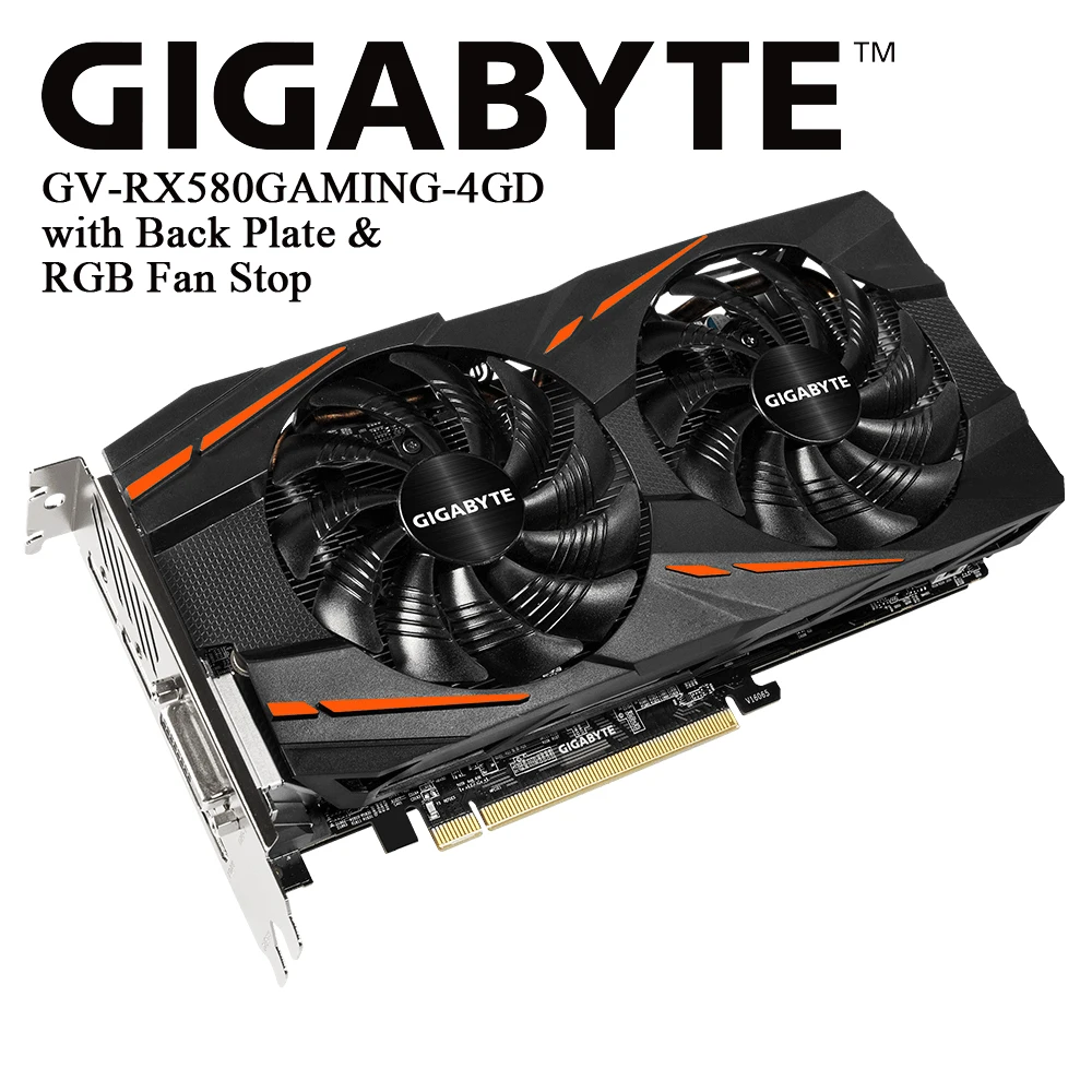 Видеокарта Gigabyte rx 580 4 Гб AMD Radeon RX gpu AORUS видеокарта двигателя для ПК геймера б/у |