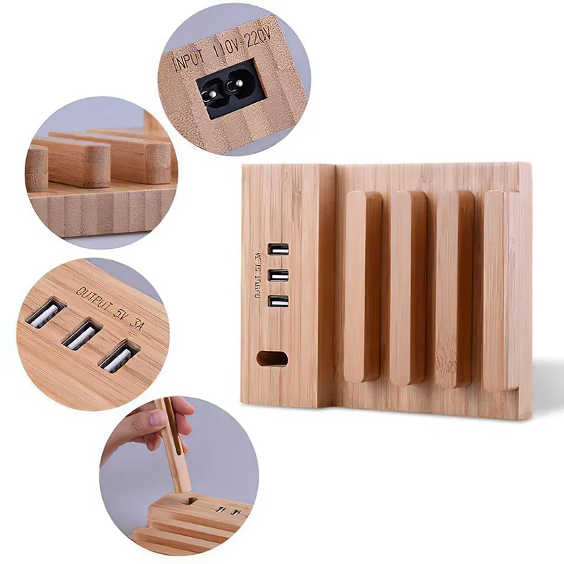 Wooden Headphone Hanger Light Weight Holder Stand Charging Earphone USB 5V 3A Charger With 3 USB 3 With USB Interface Universal
